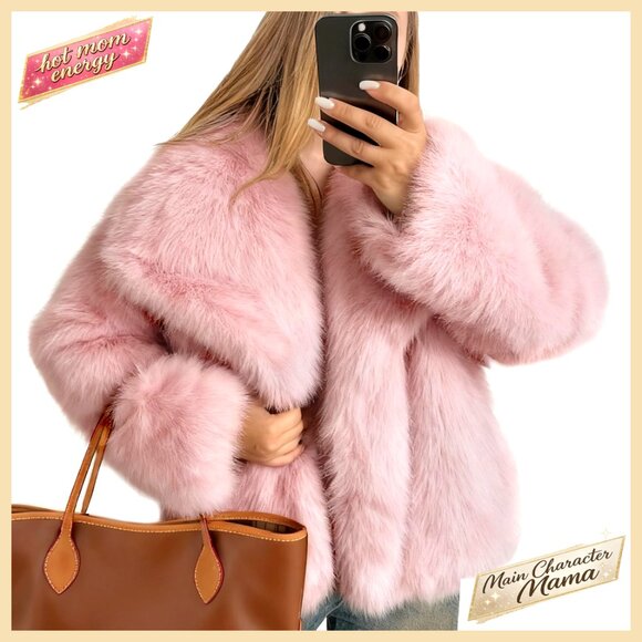 Faux Fur Coat Women's Winter Jacket Fluffy Shaggy Parka Short Coat